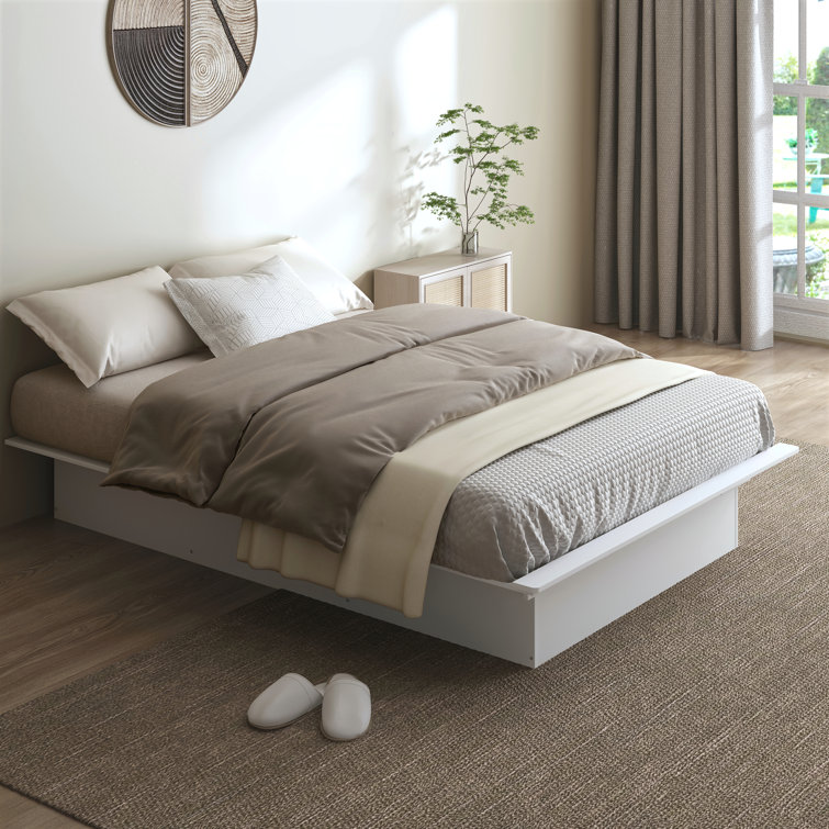 Wood white online platform bed